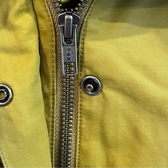 Eileen Fisher size medium yellow green lined light weight hooded raincoat - Picture 2 of 16